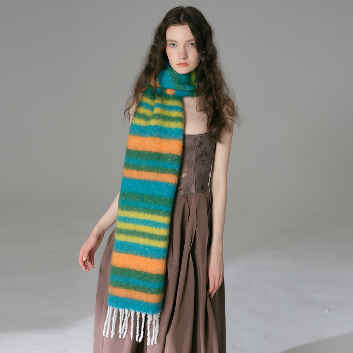 Sciarpa a righe dopamine donna imitazione cashmere morbido collo_voghion.com