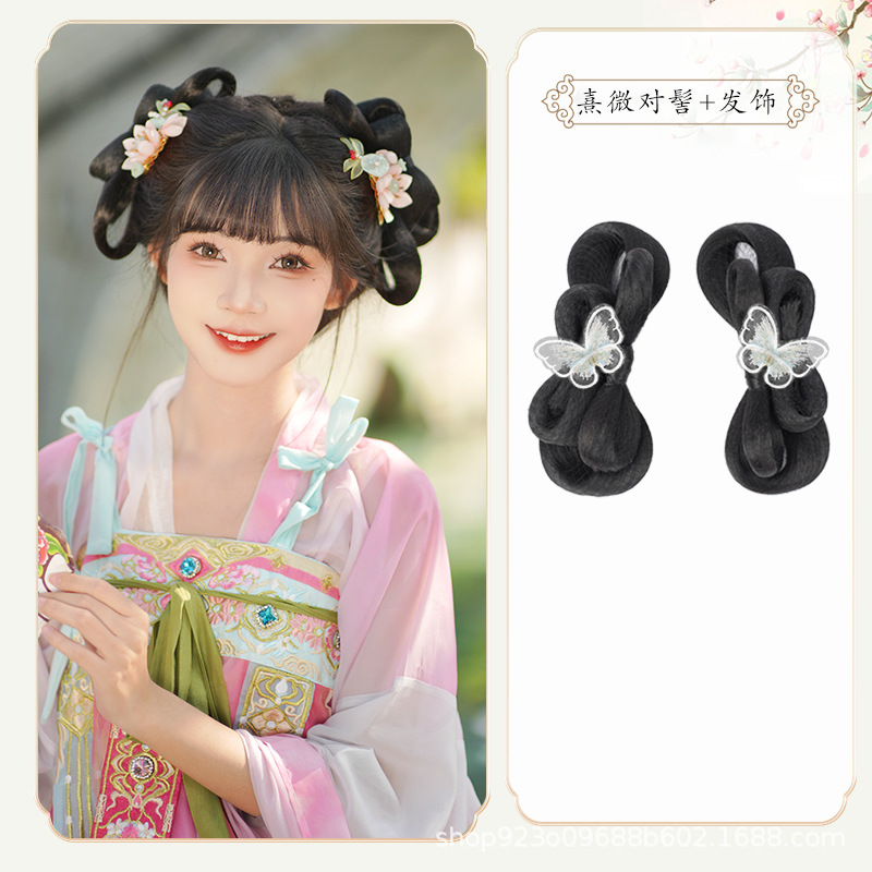 약간의 번 한 쌍 + 흰나비 머리핀 한 쌍