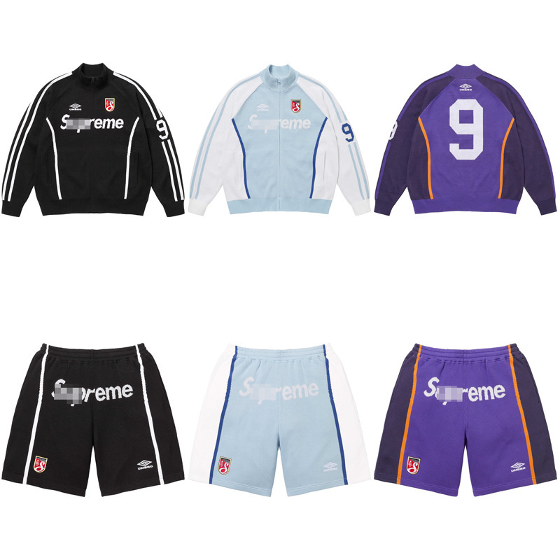 Cross-border high-quality SUPx Inpao co-branded American retro jersey zip-up knit sweater unisex set