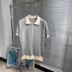 新商品2024夏カジュアルメンズ幾何学模様カバー半袖青春流行襟男性polo