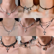 重工款甜酷不规则十字架芒星亚文化朋克风个性潮流男女项链锁骨链