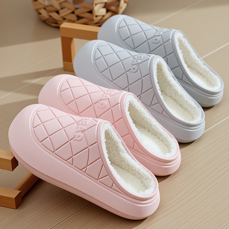 Women's Plush Cotton Slippers for Winter Indoor Use, Warm and Comfortable, Cute Couple Home Winter Slippers for Men, Plush