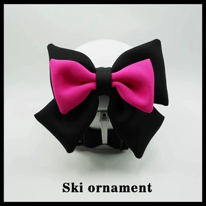 Black and rose red double-layer bow decoration riding equipment ski helmet