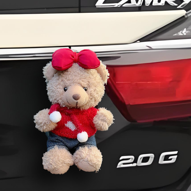 Colgante trasero de coche muñeco de oso de peluche lindo de dibujos animados decoración de maletero motocicleta decoración de bicicleta