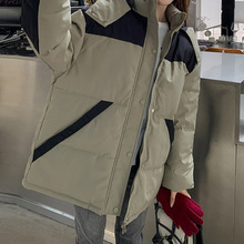 新品新款羽绒棉服女短款连帽运动工装冬外套加厚黑白颜色棉衣白色