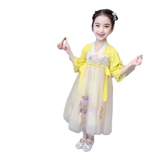 Girls Hanfu Summer Clothes Children's Ancient Clothes Chinese Style Tang Suit Super Fairy Dress Girls Chiffon Skirt Summer