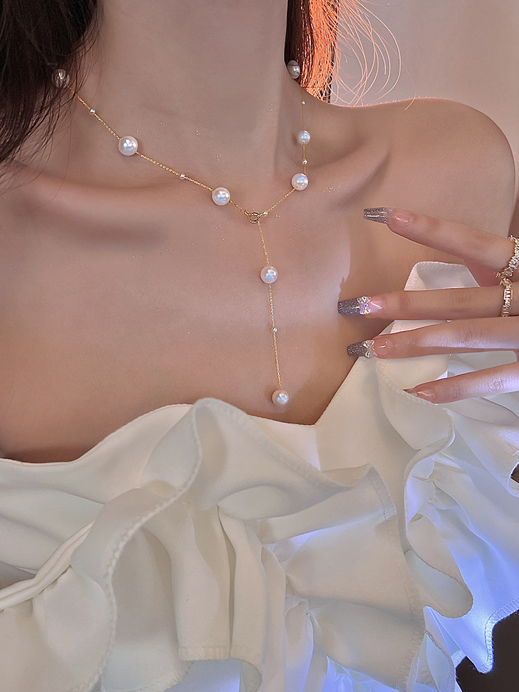 1 Stück Elegant Quaste Legierung Inlay Künstliche Perlen Frau Halskette display picture 3