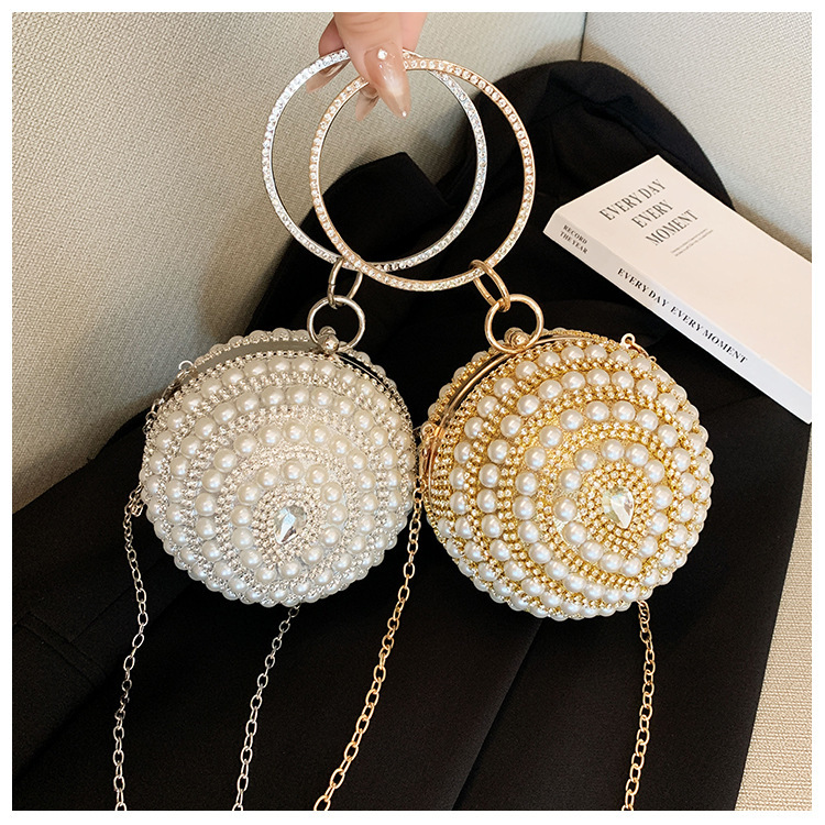 Bolsas de cena de mujeres europeas y americanas, bolsas de mano de diamantes de perlas, bolsas de mano de bola, bolsas de cena de fiesta