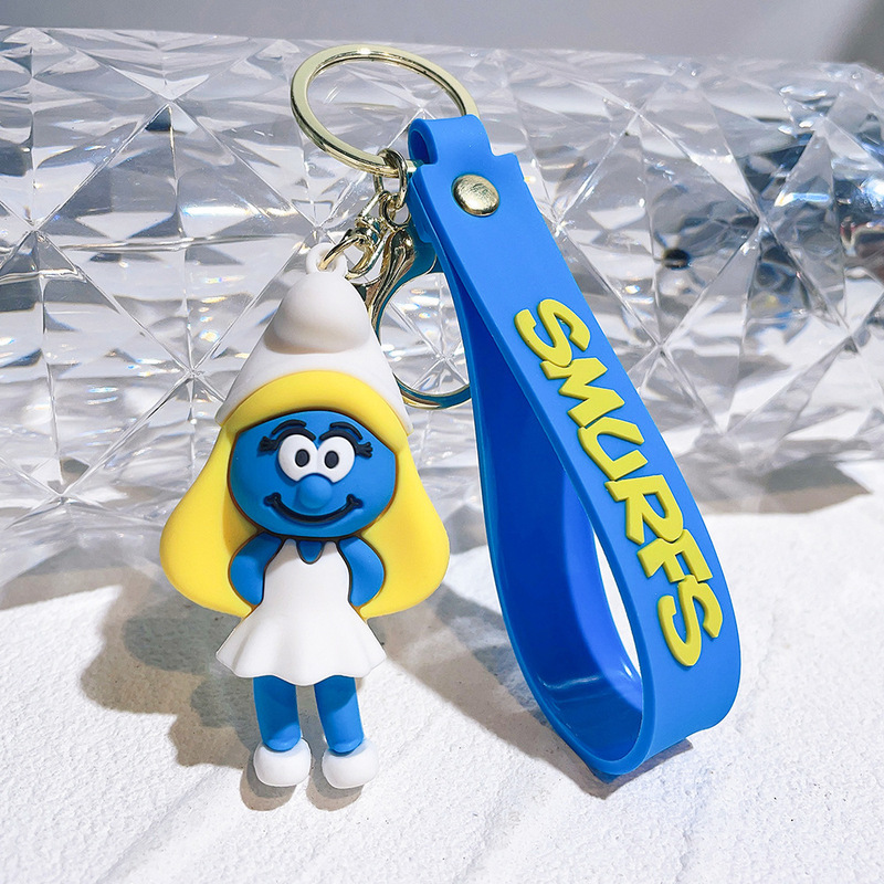 クリエイティブ漫画スマーフ人形キーホルダーペンダントバッグ車のキーチェーンアクセサリーブラインドボックスギフト卸売|undefined