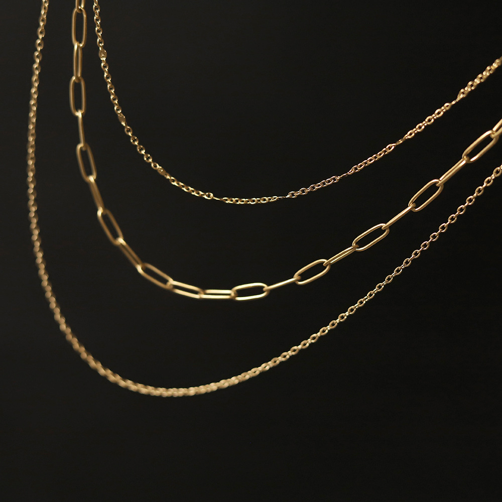 Simple Style Solid Color Titanium Steel Layered Necklace 1 Piece