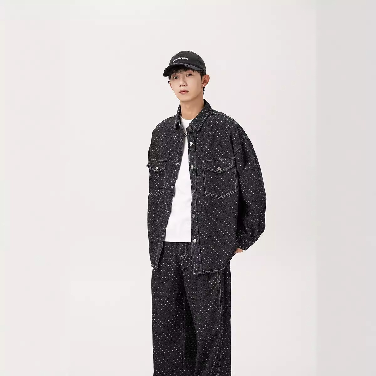 Autumn shirt, set, jeans for men and women, denim trousers, for beloved 2