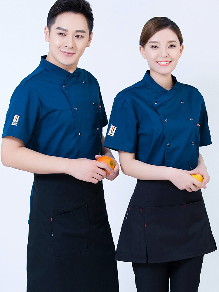 Uniformes de chef personalizados de alta gama, ropa de trabajo de chef de manga corta, transpirable y resistente al desgaste, uniformes de cocina de hotel de manga larga para hornear y cocinar en caliente para mujeres