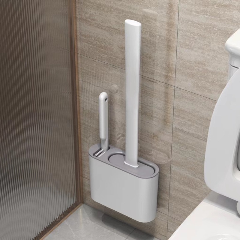 便器ブラシ死角なし清潔ブラシ穴なしトイレブラシ家庭用壁掛け水切り長柄シリカゲルブラシセット|undefined