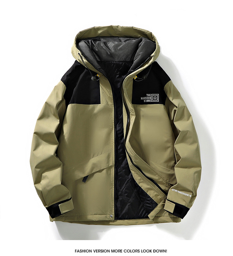 Veste en coton chaude à capuche pour homme, nouvelle marque tendance, coupe-vent et imperméable, couleur contrastée, automne hiver_voghion.com