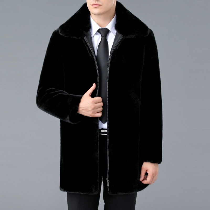 Abrigo grueso de visón para hombre, piel de hombre largo, abrigo con capuchón cálido, tipo suelto, Amazon