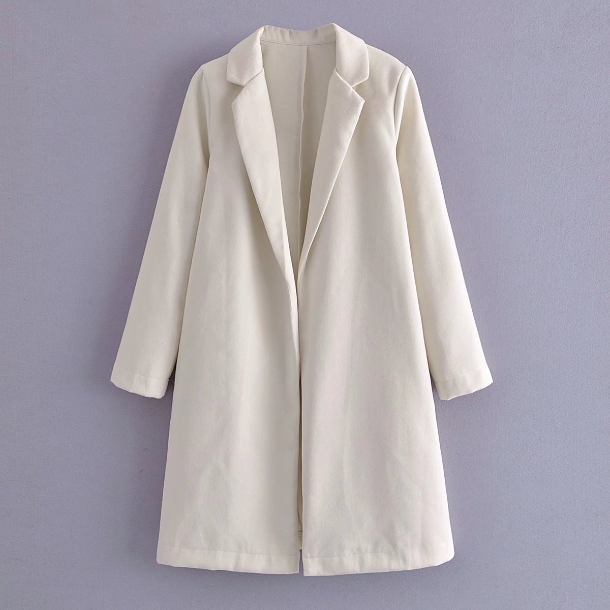 long-sleeved solid color lapel woolen coat nihaostyles wholesale clothing NSAM86245