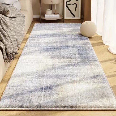 Alfombra de cachemira de imitación gruesa simple de estilo japonés, manta de borde de cama de dormitorio antideslizante para el hogar
