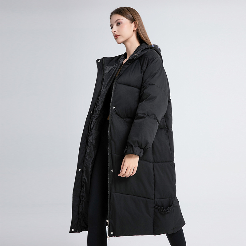Parka oversized de damă cu glugă din blană artificială și șnur_voghion.com