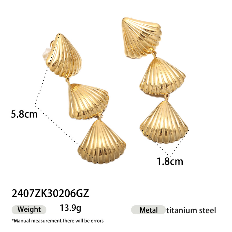 TENA europa y americana de acero inoxidable exagerado pendientes de nicho de alto nivel de diseño de conchas de mar de viento de titanio pendientes de acero joyas de orejas