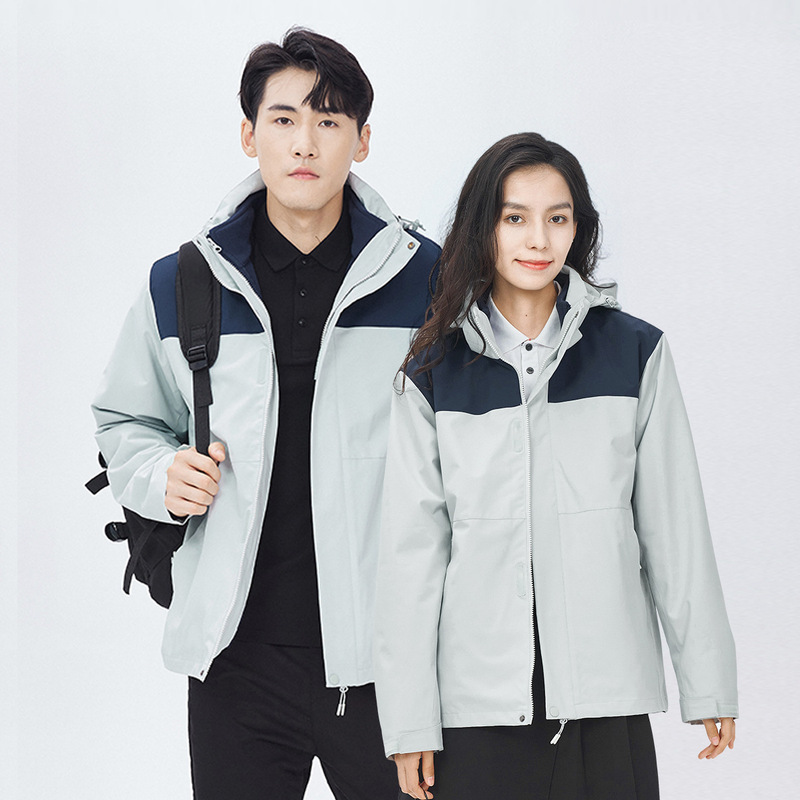 New Model of a Certain Beijing-Style Alternative Outdoor Jacket for Men, Waterproof Mountaineering Clothing for Women, Windproof, Warm, Cold-Resistant Three-In-One Jacket with Logo Printing