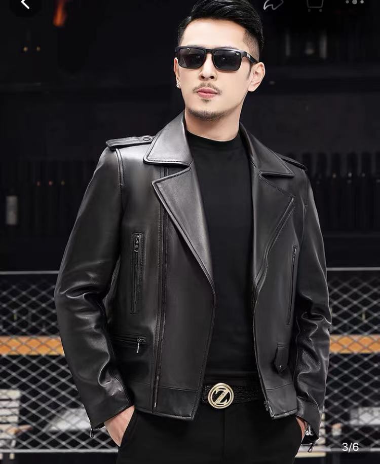 新款男士真皮皮衣休闲短款绵羊皮皮夹克冬季修身机车服外套男