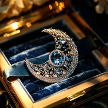 迪莉雪 英国王室贵族高档首饰 英伦复古水晶月亮胸针 徽章OEM定制