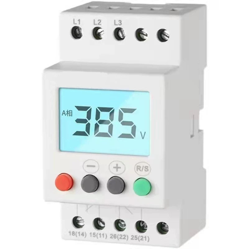 Жидкокристаллический дисплей трехфазный протектор перенапряжения AC AC380V трехфазный протектор напряжения последовательности фаз
