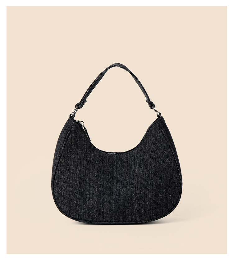 New women's summer versatile denim bag with a sense of luxury, fashion trend, semi-circular handbag for work and_voghion.com