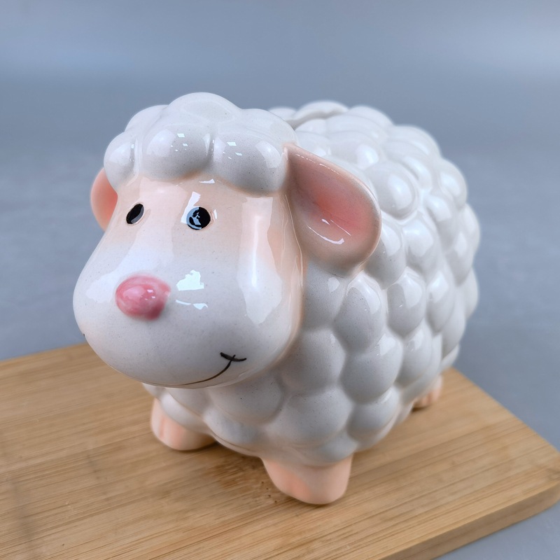 Nordicins ovejas depósito de cerámica depósito de dinero dibujos animados creativo ovejas depósito de cambio depósito de ahorro artesanía