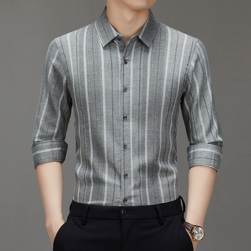 2025 новая мужская полосатая рубашка модная рубашка мужская деловая повседневная модель для волос