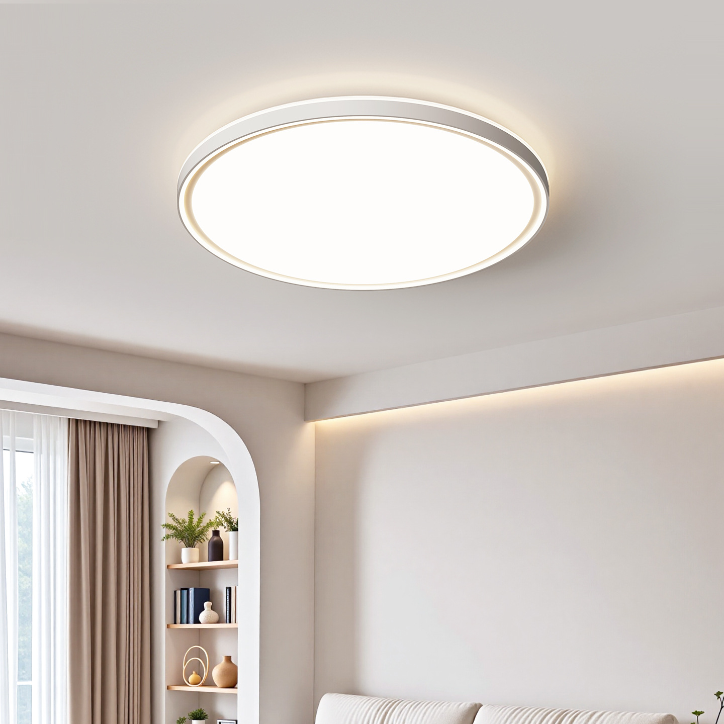 Lámpara de techo de la sala de estar de atmósfera moderna y simple sin huecos para proteger los ojos luminaria principal doméstica brillante luminaria ultrafina Zhongshan 578L