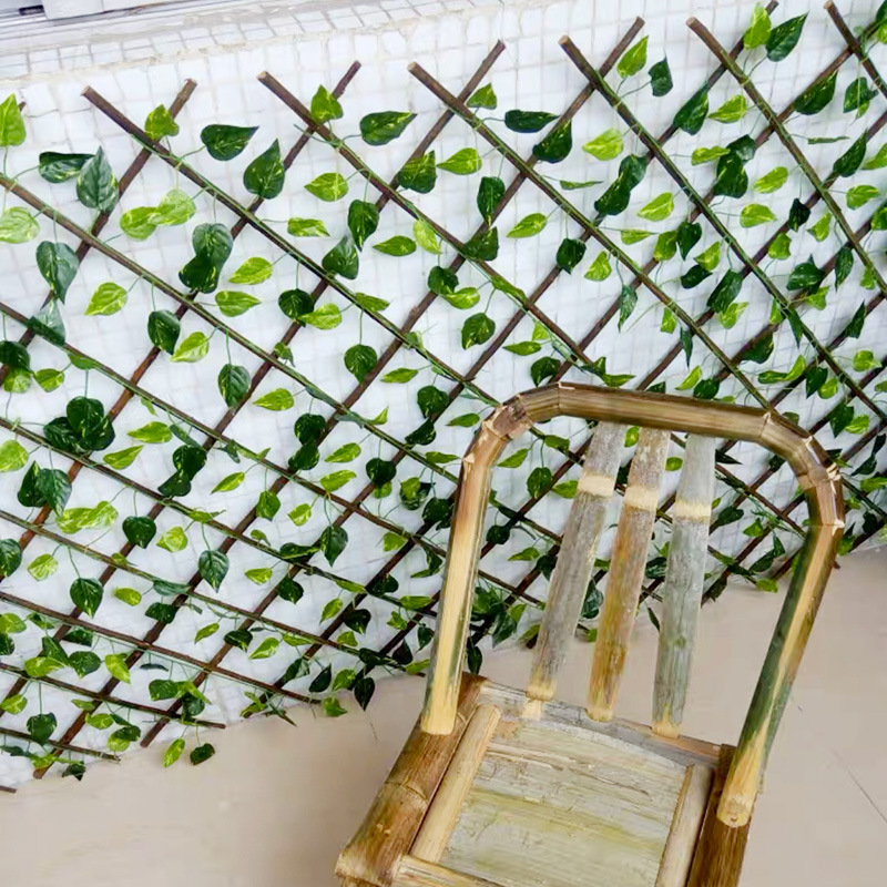 Simulation green plant wall flower stand telescopic wood fence courtyard balcony outdoor railing fence garden fence enclosure