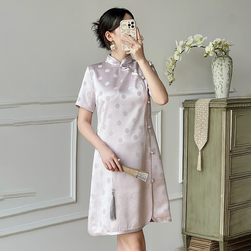 Đầm maxi nữ thắt eo chất lụa tơ tằm mùa xuân hè — 2412207 - Màu tím