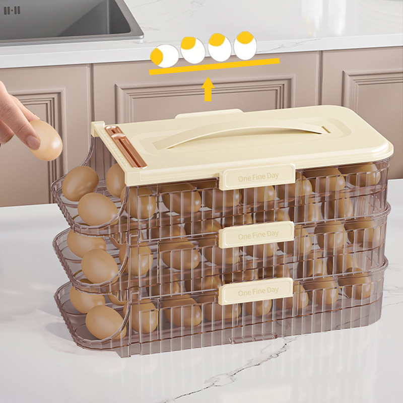Puerta del refrigerador del balanceo huevo titular caja de almacenamiento de huevos refrigerador apilable portátil caja de huevos de cocina image 5