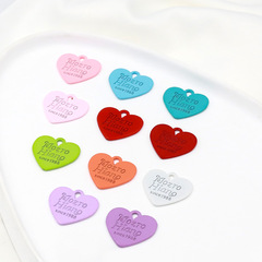馬卡龍烤漆愛心吊牌飾品配件手鍊掛墜雙面桃心英文掛牌掛飾