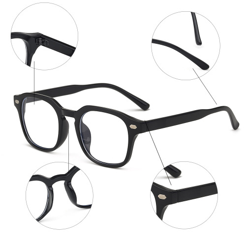 Polygon large frame metal nail flat mirror 2024 new men and women black frame anti-blue light glasses frame for myopia glasses frame