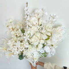 Milky white simulated wedding silk flowers, wedding hall hotel ceiling decoration flowers, bouquets of wedding flowers