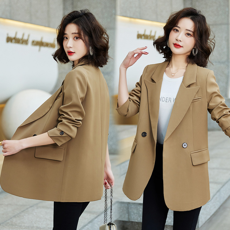 One-Button Blazer Women's Autum 2022 New Fashion Loose Mid-Length Elegant Casual Thin Autum Wear
