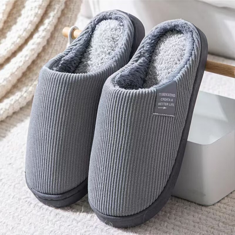 Autumn and Winter Cotton Slippers for Women and Couples, Home Leisure Indoor Thick-Soled Non-Slip Plush Slippers for Men