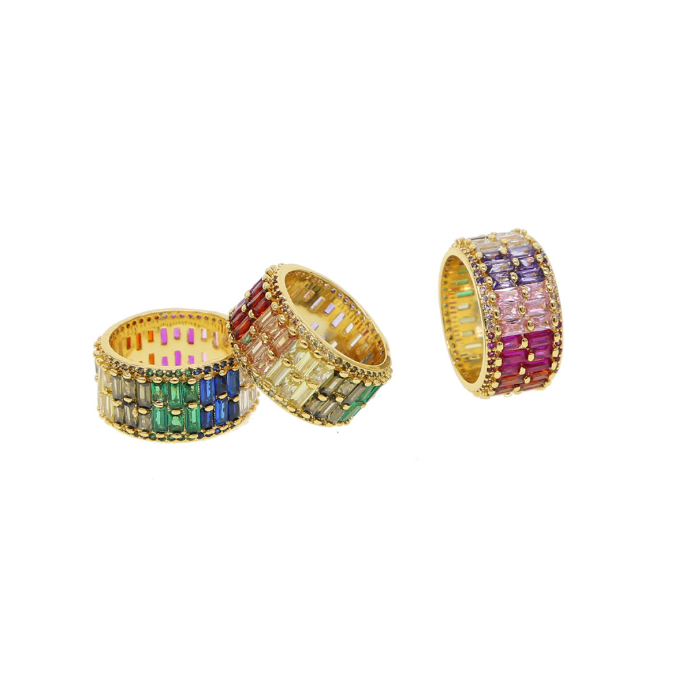 12g Weight Shiny Colorful Copper Inlay Zircon Rings