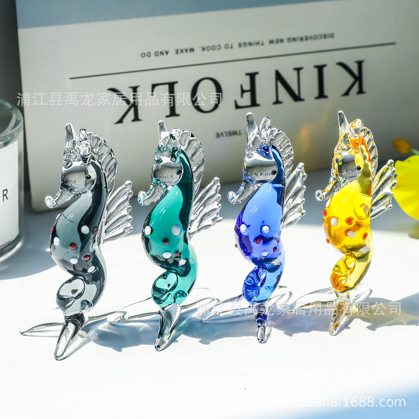 彩色海马水晶摆件创意工艺品客厅桌面装饰品儿童礼物外贸跨境批发