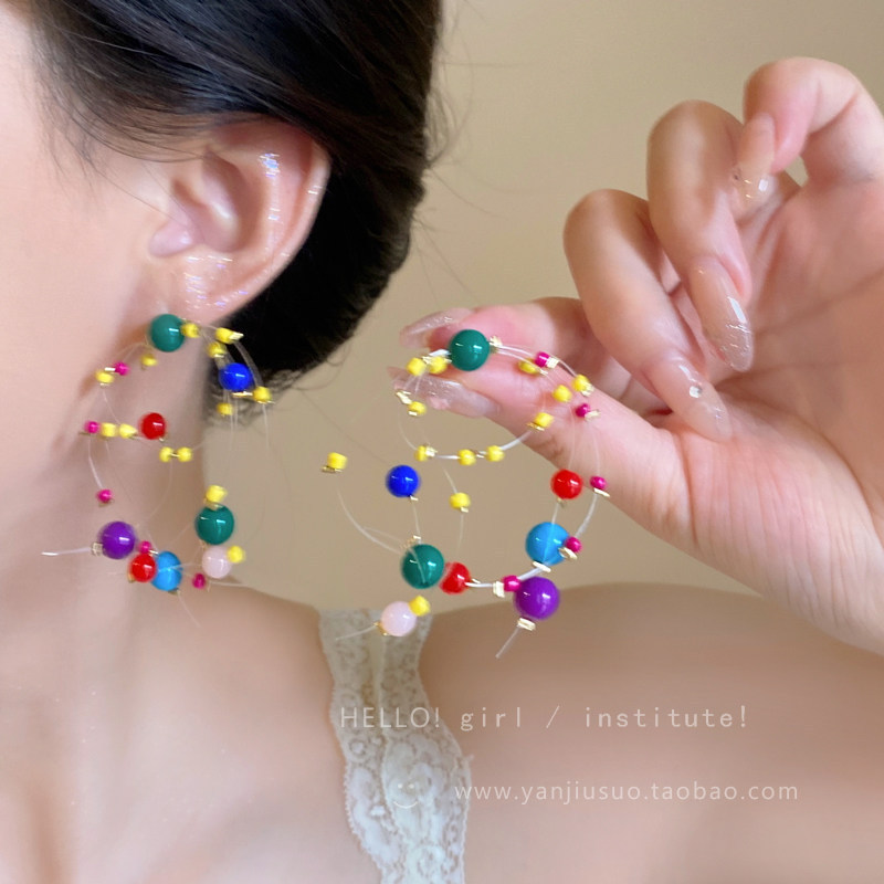 Summer Colorful Dazzling Fireworks Earrings for Women, Unique and Exaggerated Dopamine Long Earrings and Ear Studs