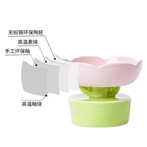 Cat Bowl Ceramic Cervical Protection Anti-Tipping Pet Food Bowl for Cats and Dogs, Large Capacity, Tall Pet Feeding Tray