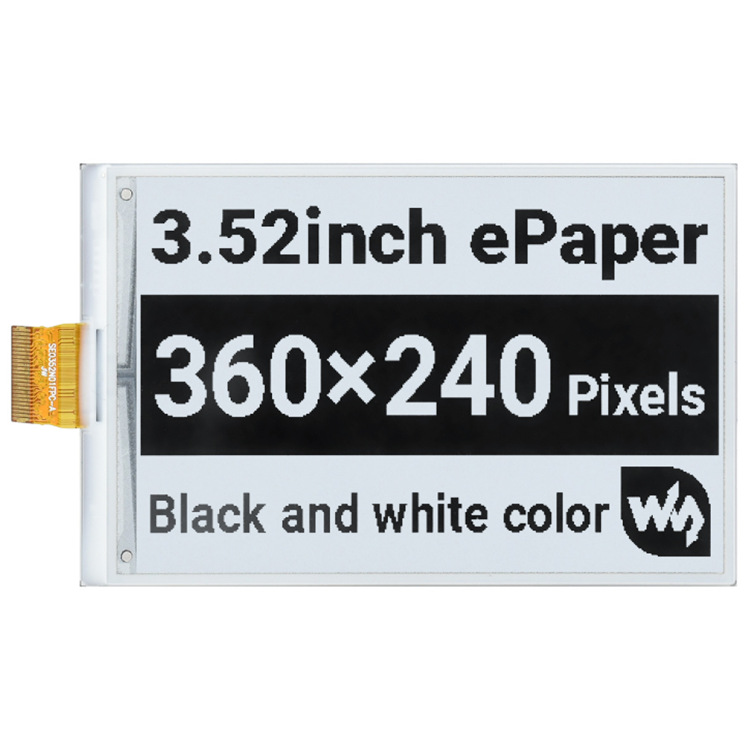 3.52寸e-Paper电子墨水屏裸屏 360×240像素 断电可显示 SPI通信