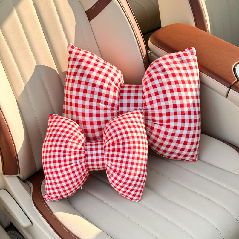 Bow Car Headrest, Neck Pillow, New Car Seat Cushion, Lumbar Pillow, Universal Decorative Car Lumbar Support for All Seasons
