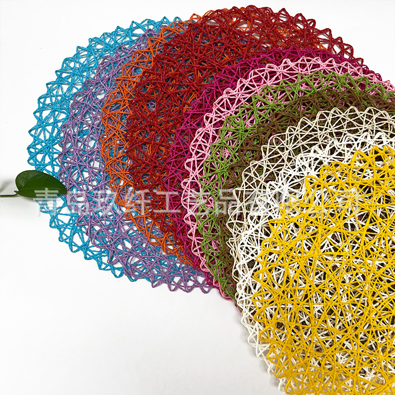 38cm antideslizante y resistente al calor, popular explosión multicolor, almohadilla de decoración de papel tejido a mano ultraligera