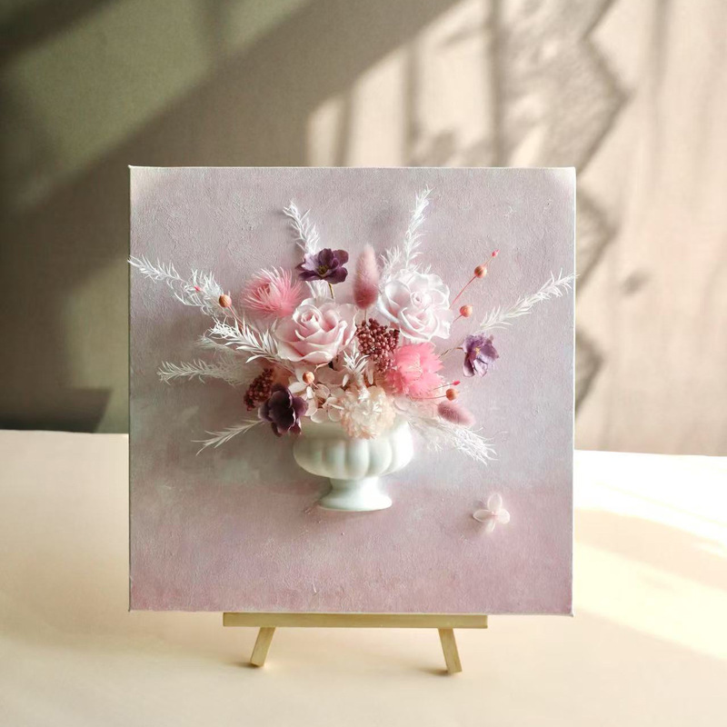 中国のバレンタインデー永遠の花装飾画半壁花瓶絵画壁石膏花器レトロ花装飾材料油絵|undefined
