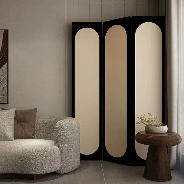 French-style folding screen partition for living room, mobile live streaming room background decoration, bedroom privacy screen, suitable for home, room, and office