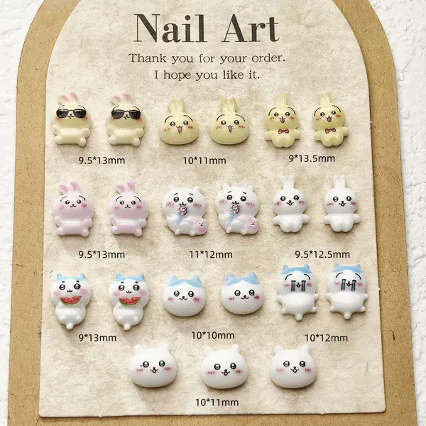 Trendy Japanese-Style Jiyikawa Cartoon Nail Art Accessories 3D Anime Character Nail Decorations Popular Items