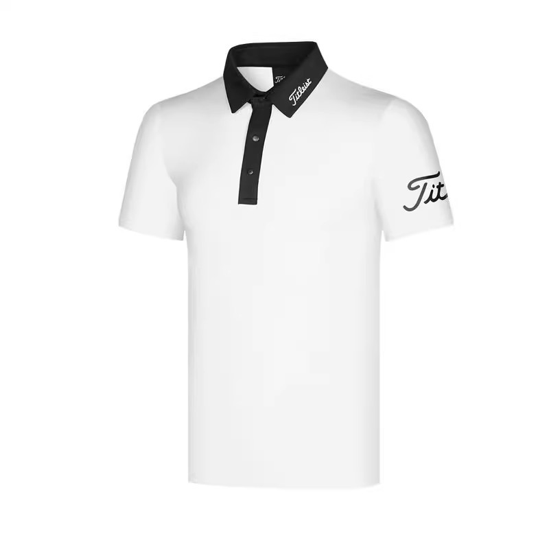 2025 New Japanese and Korean Golf Men's Tops Stand-Up Collar Polo Shirt Breathable Quick-Drying Short-Sleeved T-Shirt Spring and Summer